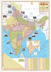 INDIA POLITICAL MAP WALL CHART Size 28x22 inch