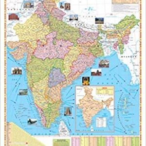 INDIA POLITICAL MAP WALL CHART Size 28x22 inch