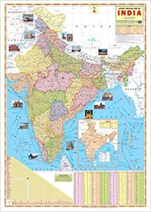 INDIA POLITICAL MAP WALL CHART Size 28x22 inch