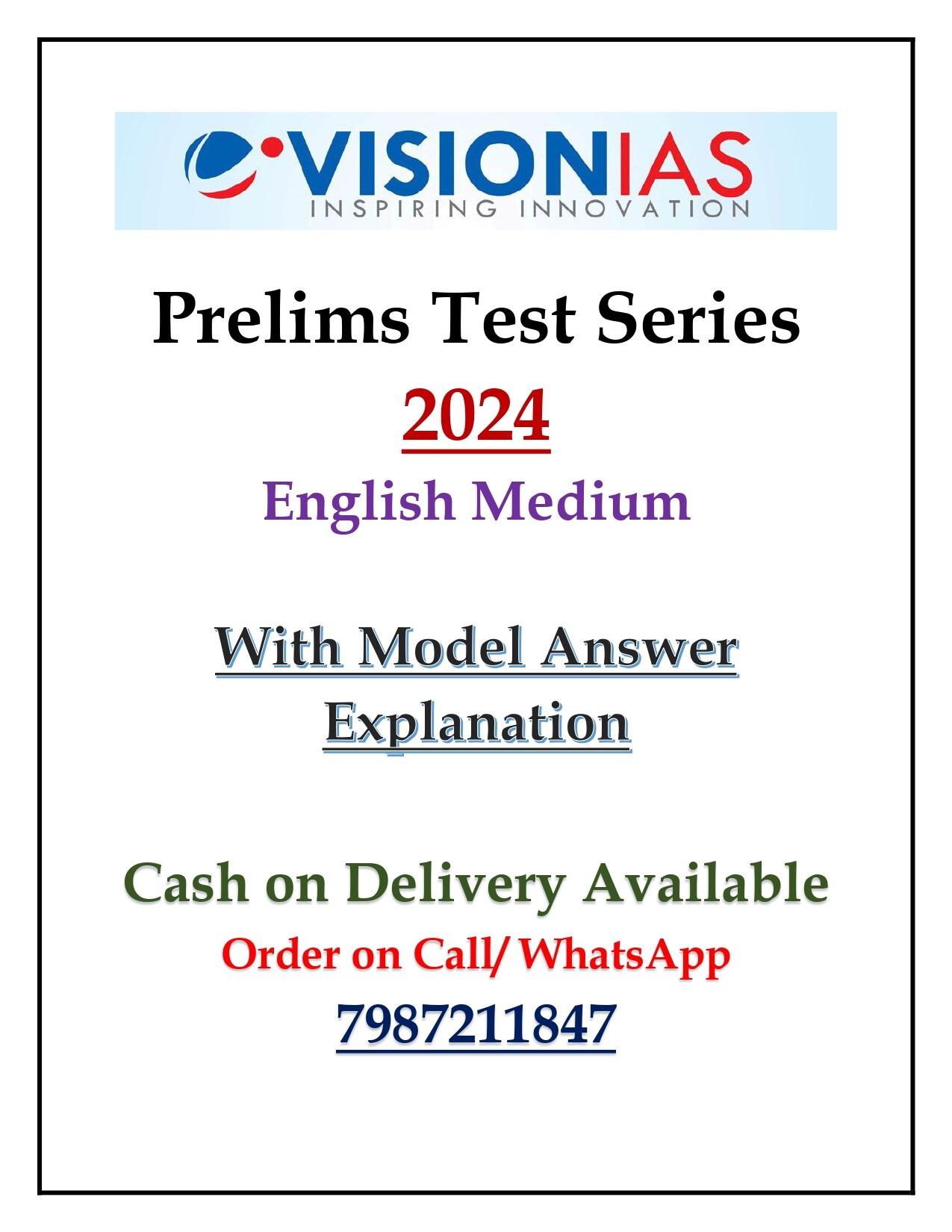Vision IAS Prelims Test Series 2024 With Solution | English Medium |