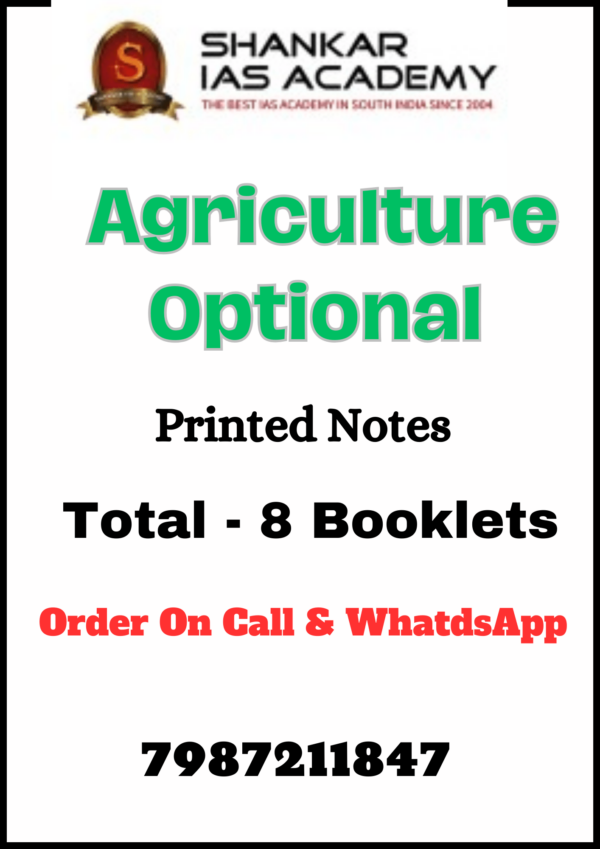 Shankar IAS Agriculture Optional Notes 2023 | Printed Latest Notes in English |