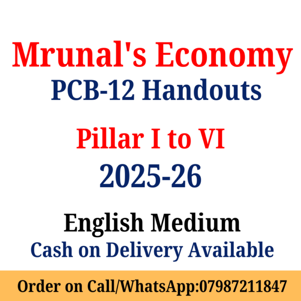 MRUNAL'S Sir ECONOMY PCB-12 2025-26 Notes Handouts | Pillar 1 to 6 English Medium